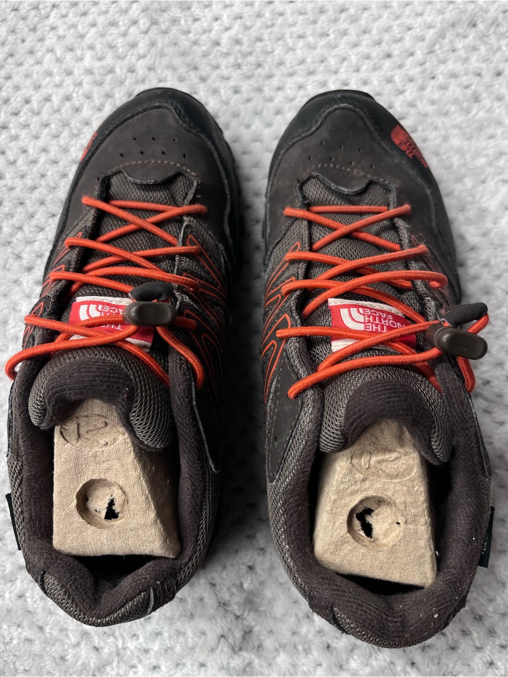North Face kids Black and Orange Trail Sneakers with Quick-Lace